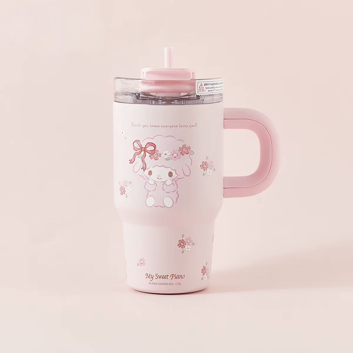 Sanrio Stainless Steel Tumbler Straw Handle - Hello Kitty Cinnamoroll Kuromi My Piano
