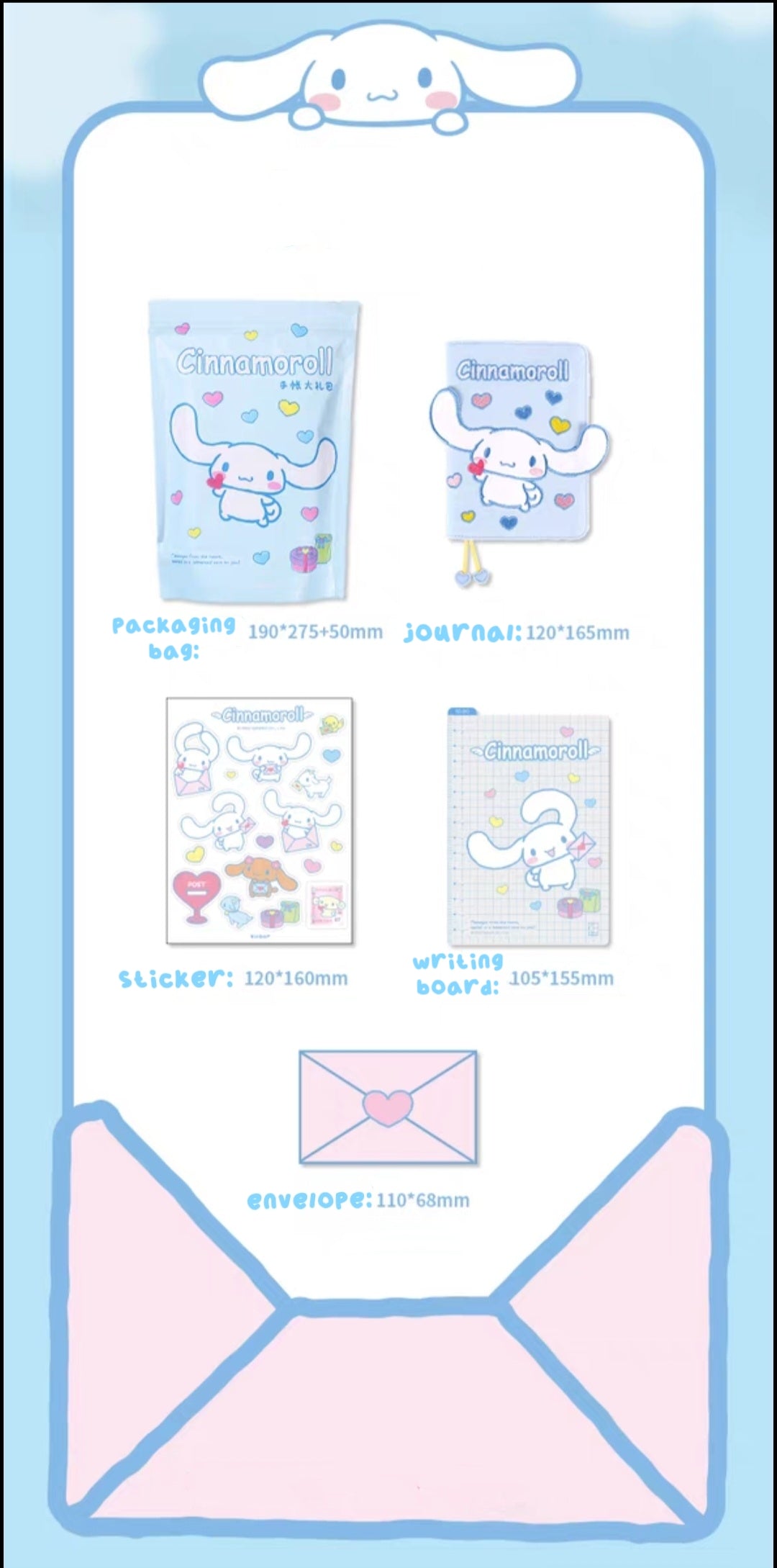 Sanrio Cinnamoroll A6 Undated Planner with Embroidered Journal Cover Bundle