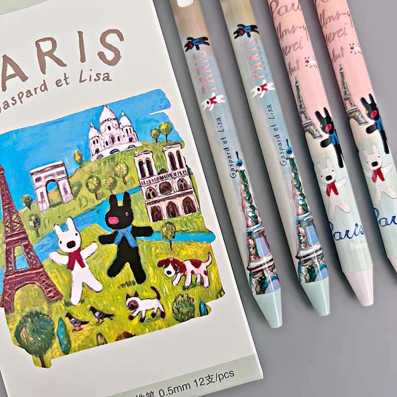 Gaspard et Lisa Kawaii Dog Figure Ballpoint Pens Paris