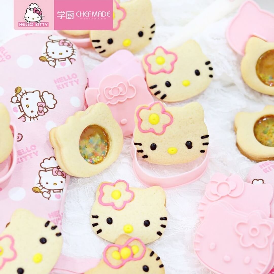 Sanrio Hello Kitty Cookie Cutters Embossing Mold Set with Plunger Stamper Baking Supplies