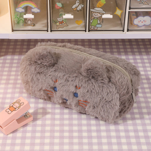 grey cat pencil bag