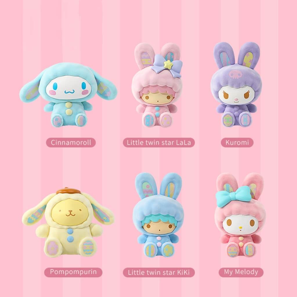 Sanrio Easter Bunny Velvet Blind Box Figures | My Melody Kuromi Cinnamoroll Little Twin Stars Pompompurin