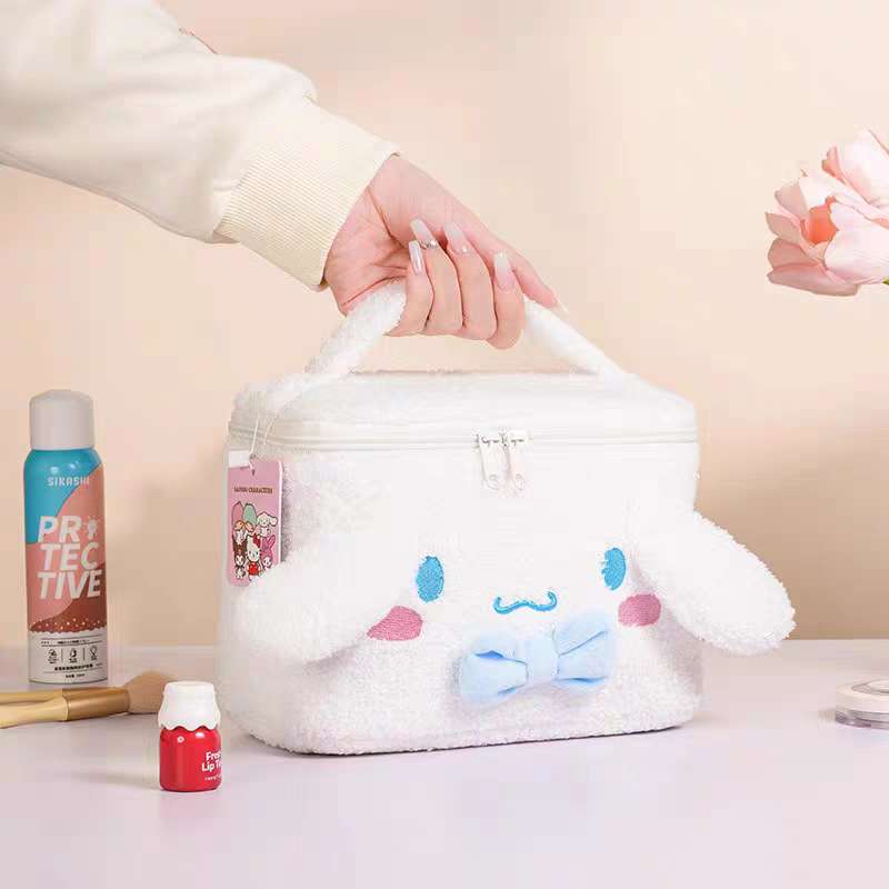 White cinnamoroll dog makeup organizer case