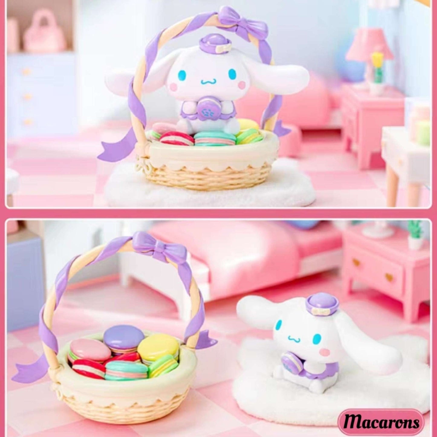 cinnamoroll purple hat basket macaron blind box figure