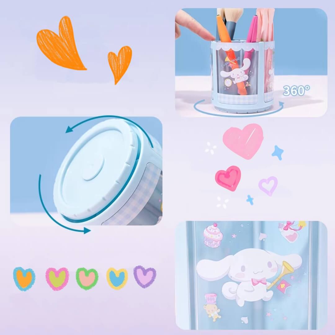 cinnamoroll rotating blue makeup organizer