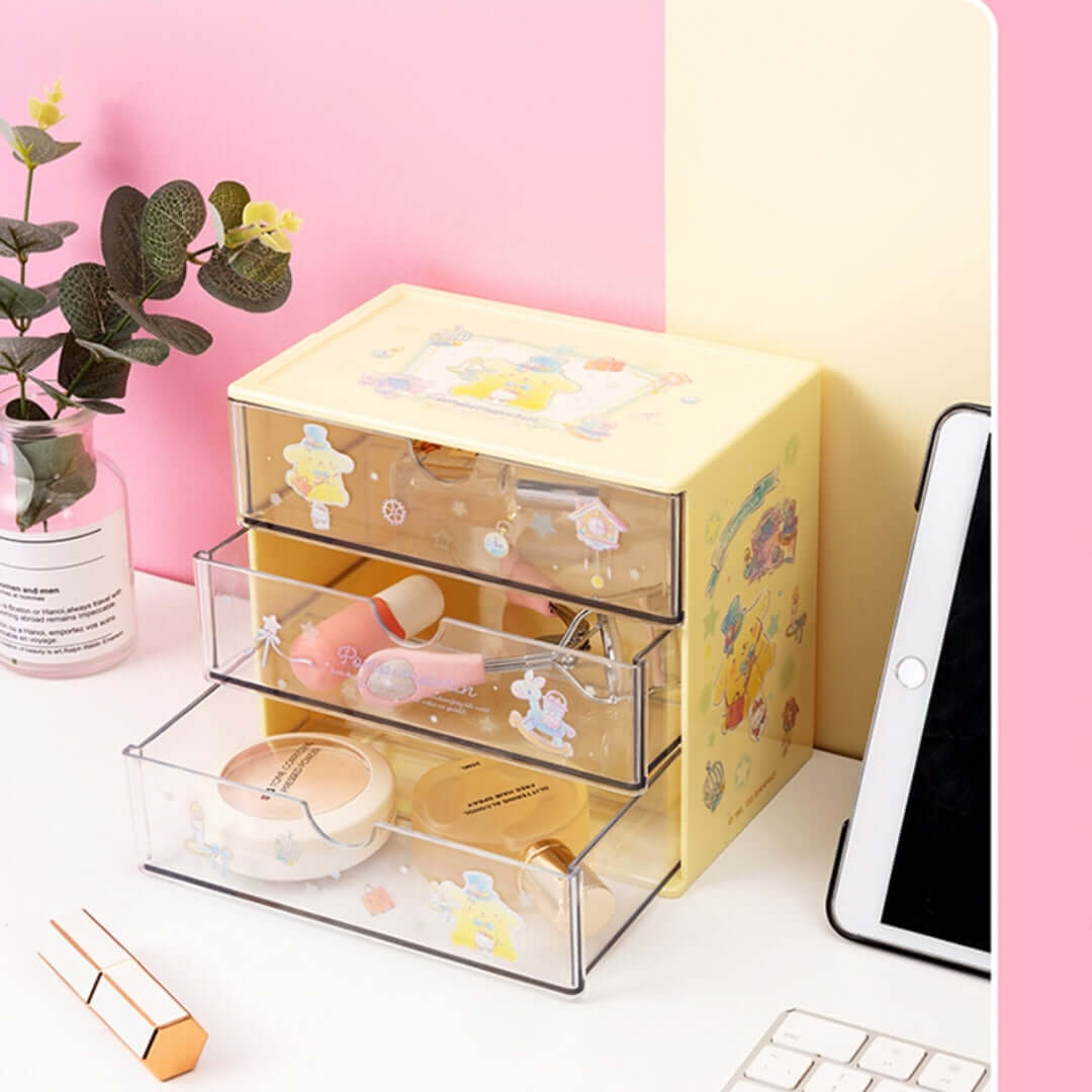 yellow pompompurin cosmetics case keeping beauty items tidy