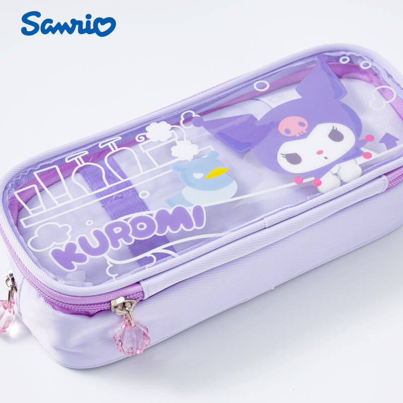 cute sanrio dual layers pencil cases clear window