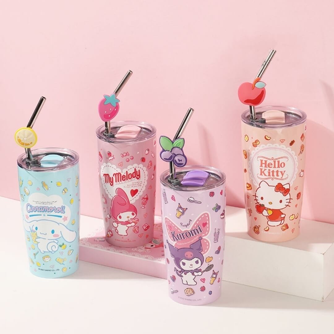 Sanrio Tumbler with Lid and Straw - Fruit Series