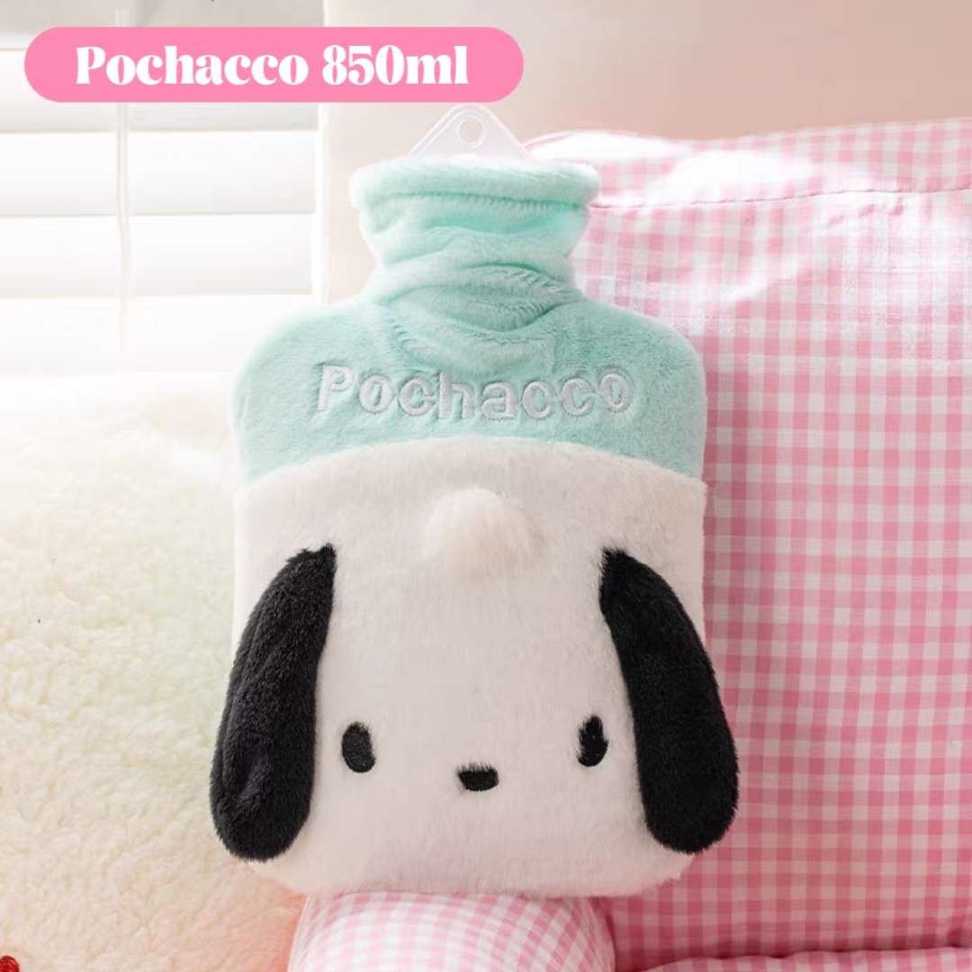 cute sanrio green pochacco 850ml plushy hot water bottle