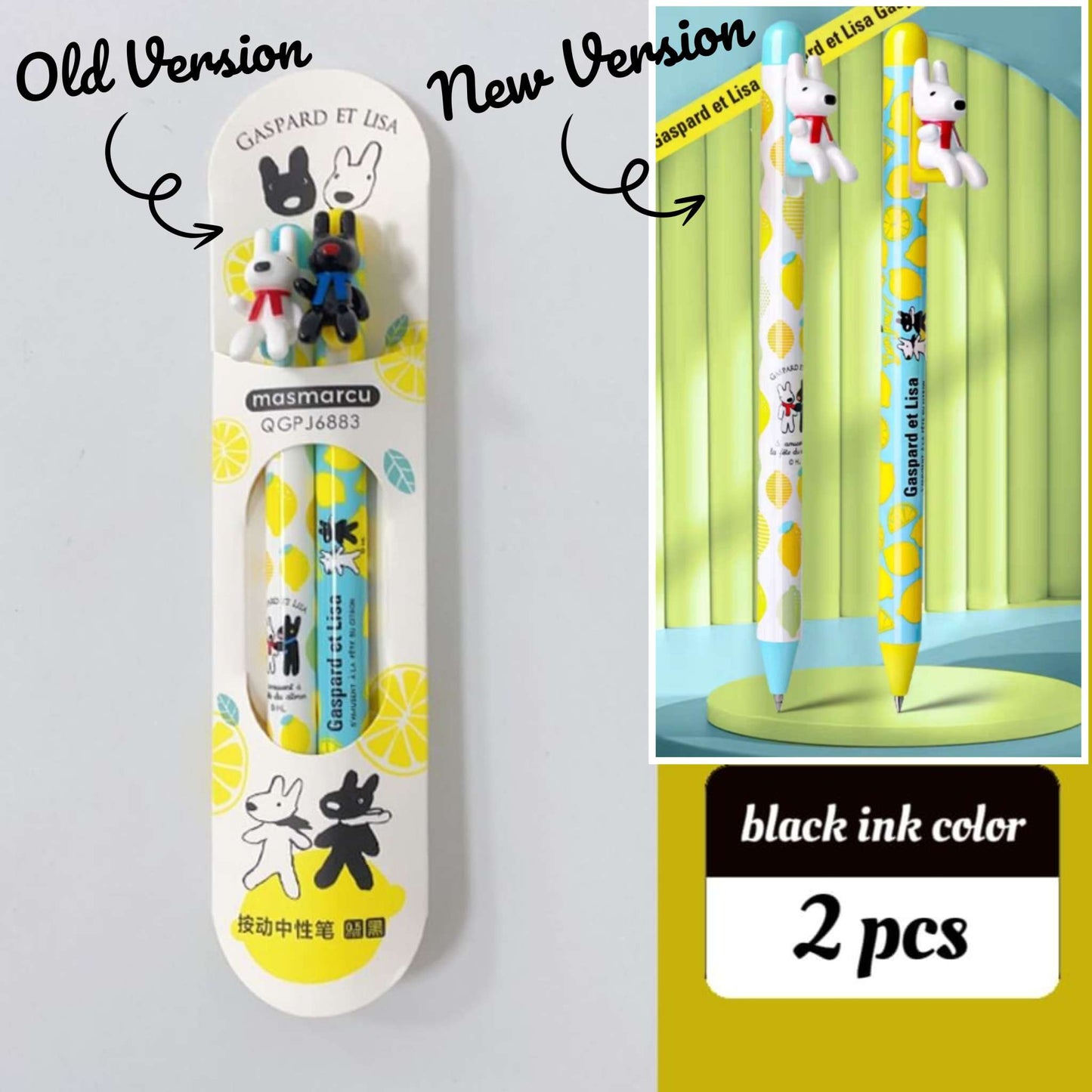 Gaspard et Lisa Figure Ball Pens Duo Set - Summer Lemon