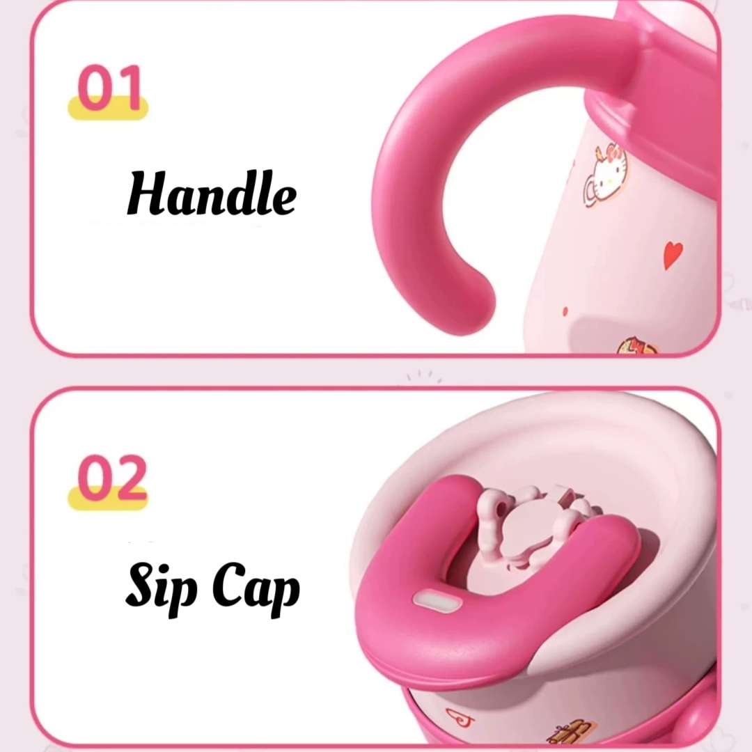 kawaii cute sanrio tumbler silicone handle sip cap