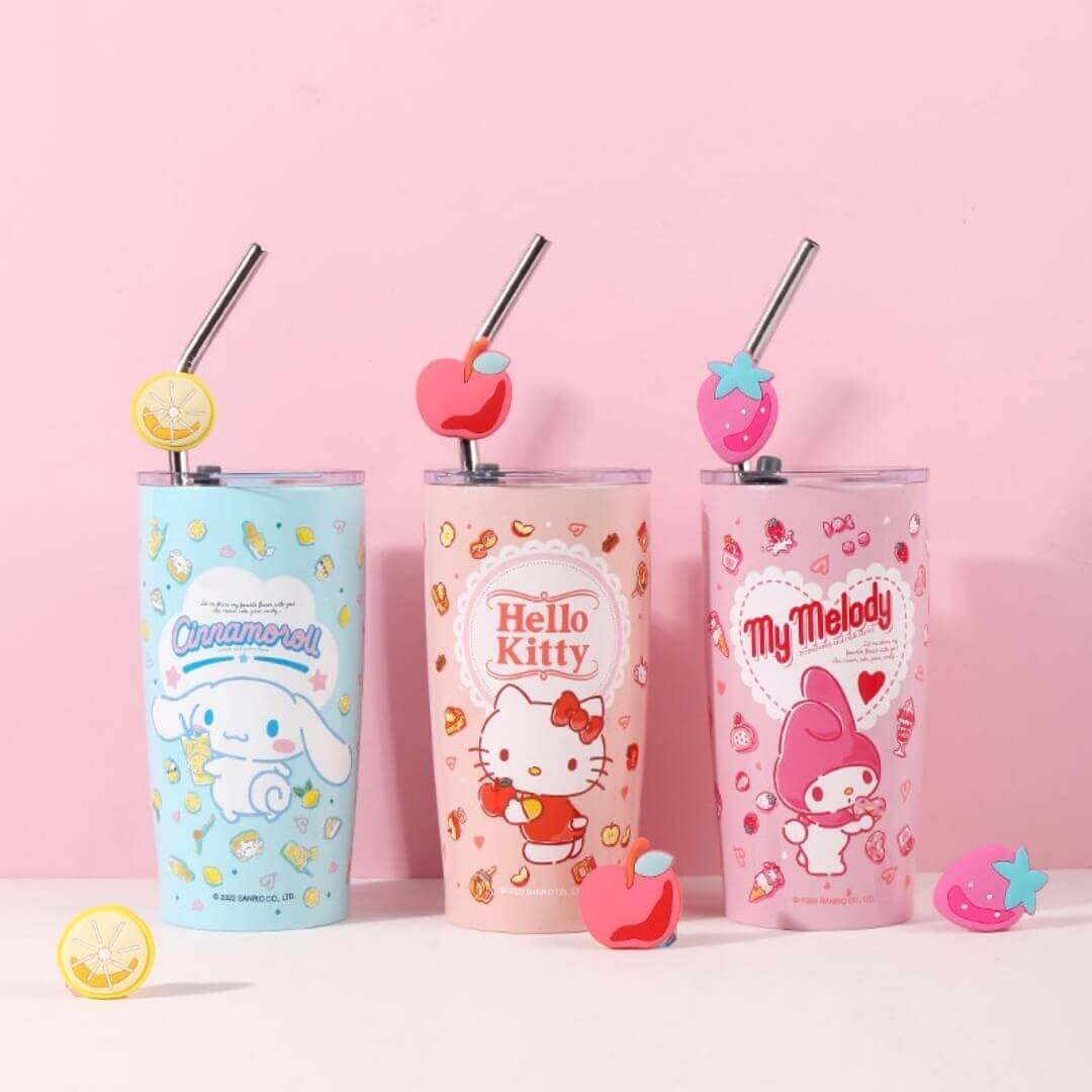 Sanrio Tumbler with Lid and Straw - Fruit Series