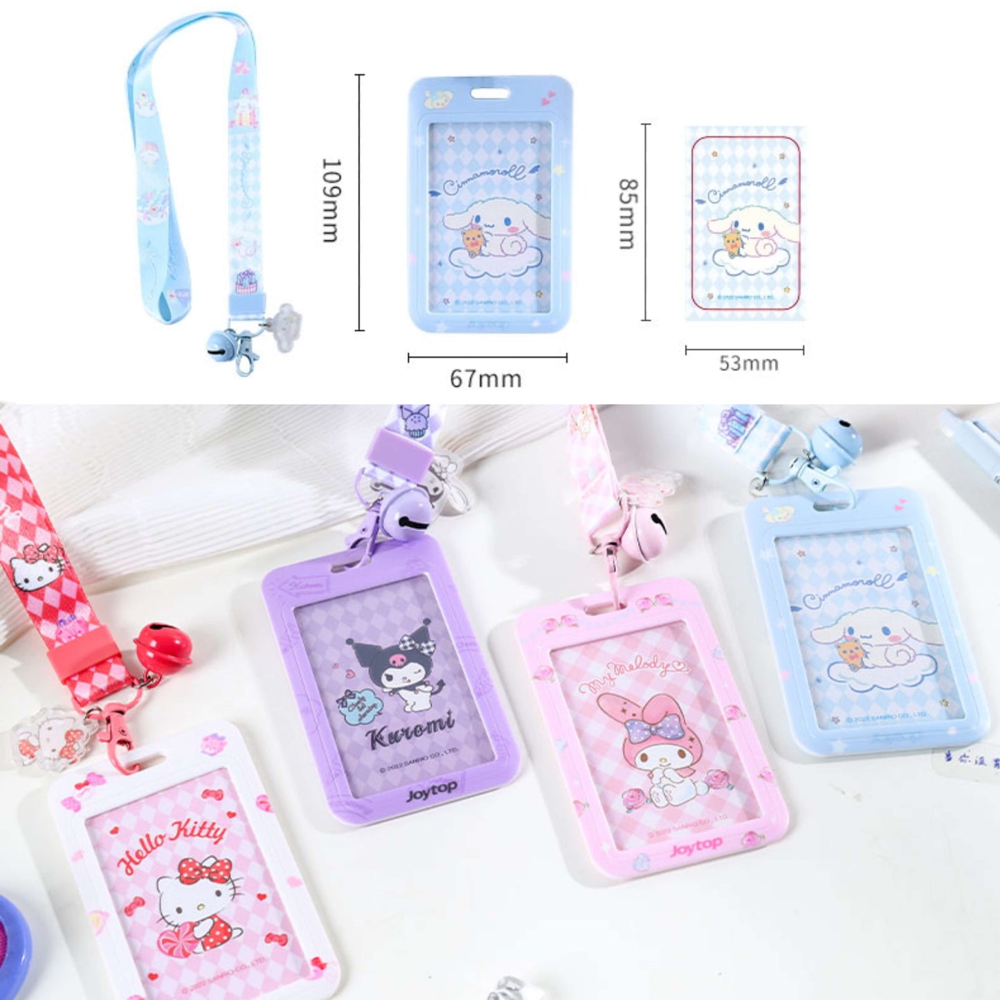 Sanrio Cute ID Badge Holder with Lanyard - Hello Kitty, Kuromi, My Melody, Cinnamoroll