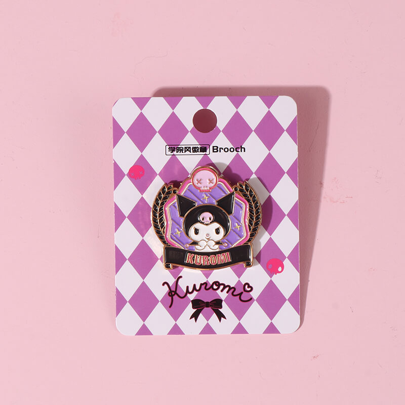kuromi purple lapel pin brooch with skull