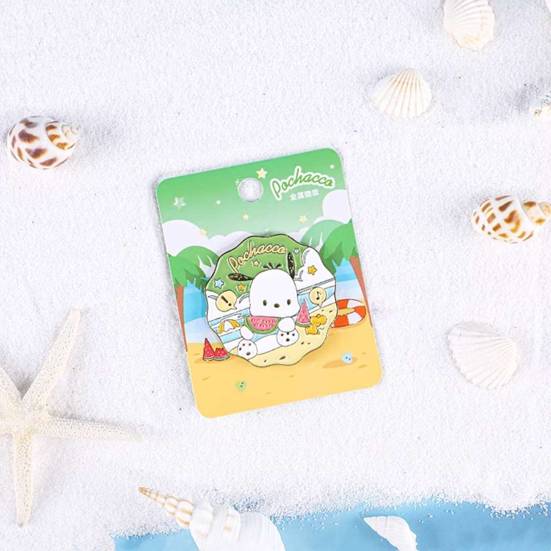 pochacco watermelon beach summer lapel pin accessory