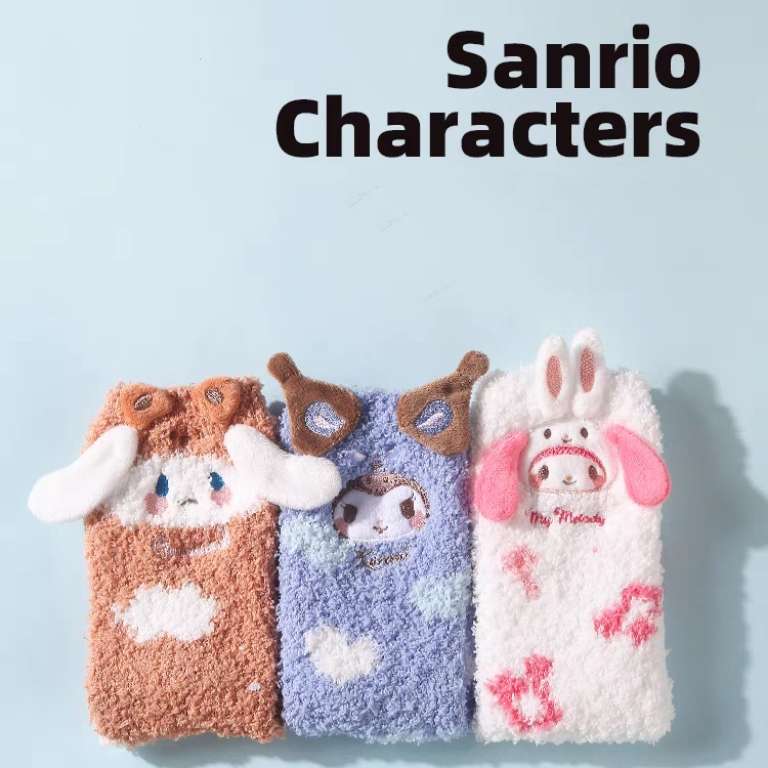 sanrio fluffy cozy home slippers fuzzy socks