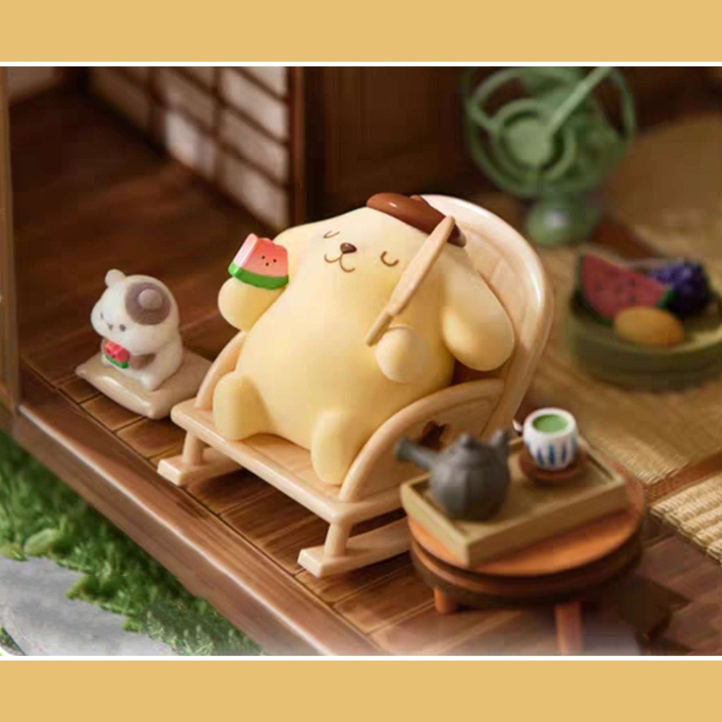 sleeping pompompurin muffin watermelon summer figures