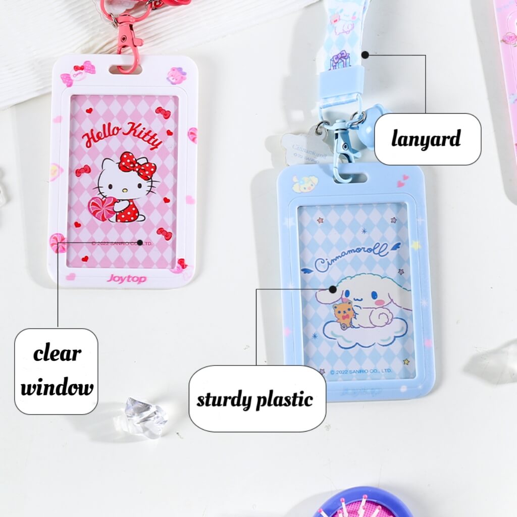 Sanrio Cute ID Badge Holder with Lanyard - Hello Kitty, Kuromi, My Melody, Cinnamoroll