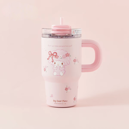 Sanrio Stainless Steel Tumbler Straw Handle - Hello Kitty Cinnamoroll Kuromi My Piano