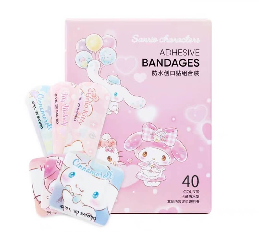 pink box sanrio characters adhesive bandage