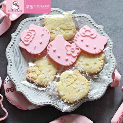 Sanrio Hello Kitty Cookie Cutters Embossing Mold Set with Plunger Stamper Baking Supplies