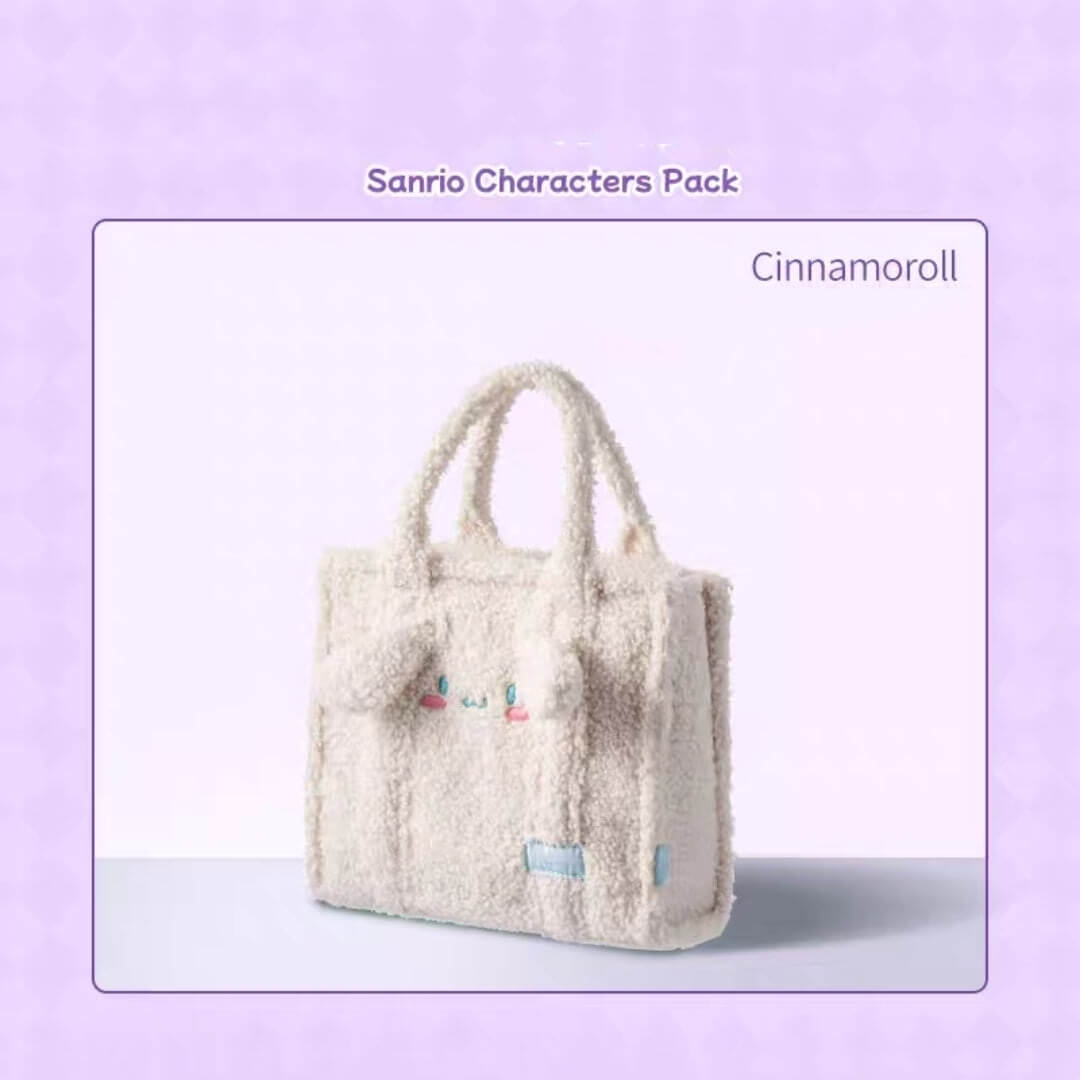 Kuromi Cinnamoroll Faux Shearling Shopping Tote Handbag | Sanrio
