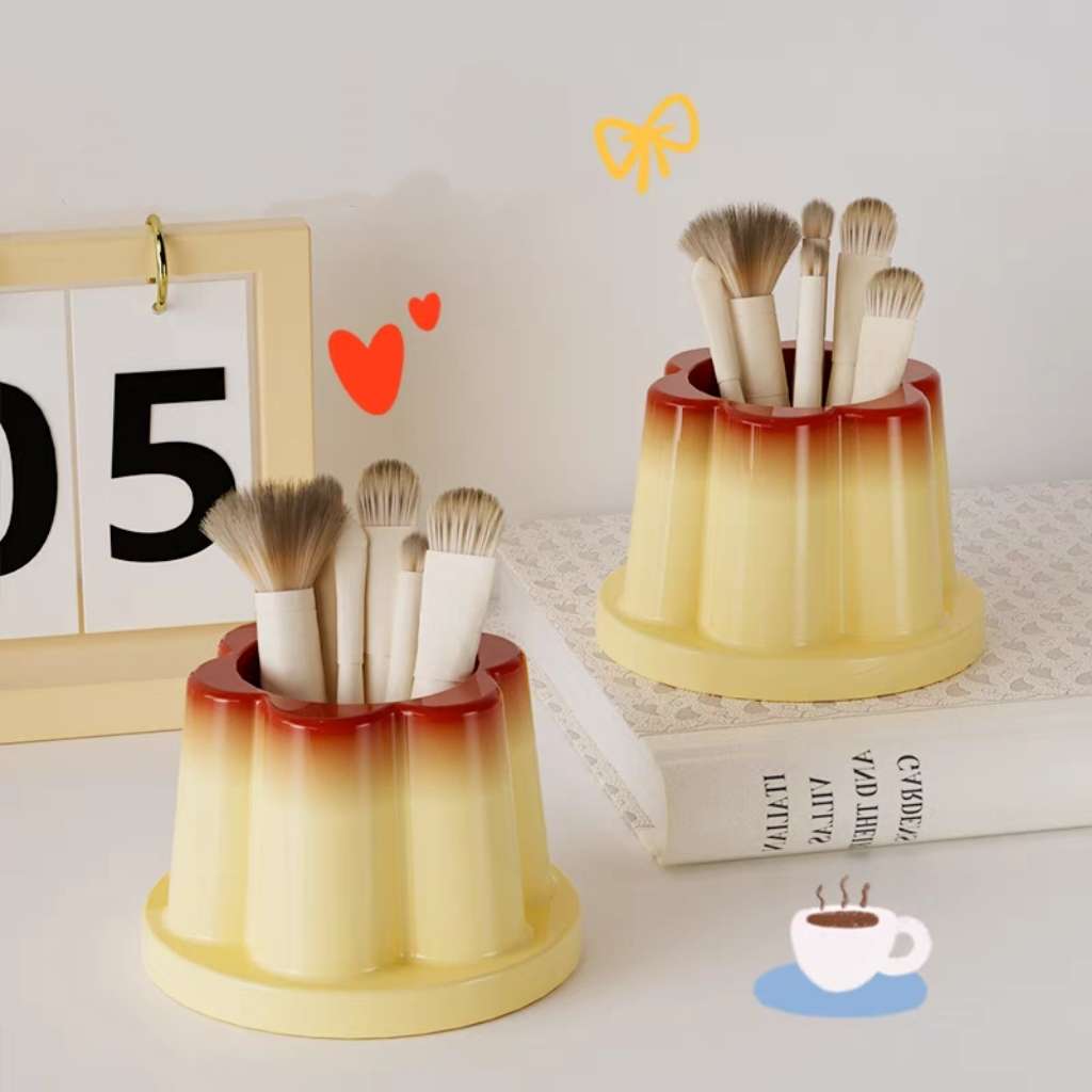 Cute makeup brush holder yellow