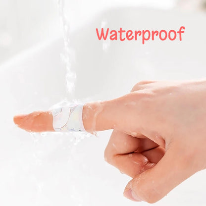 waterproof adhesive bandages in running water