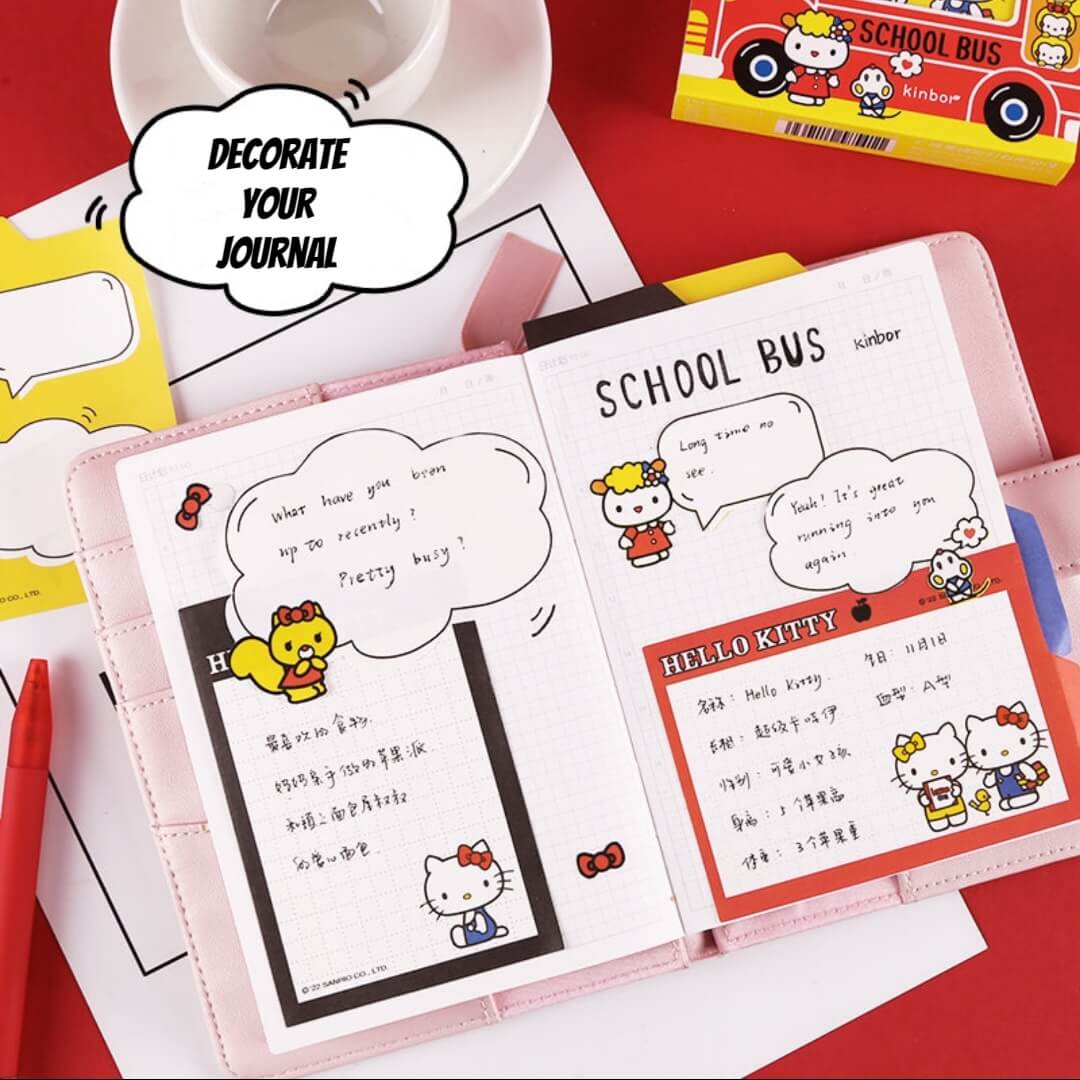 Sanrio Hello Kitty Self Adhesive Sticky Notes Memo Pad - School Bus