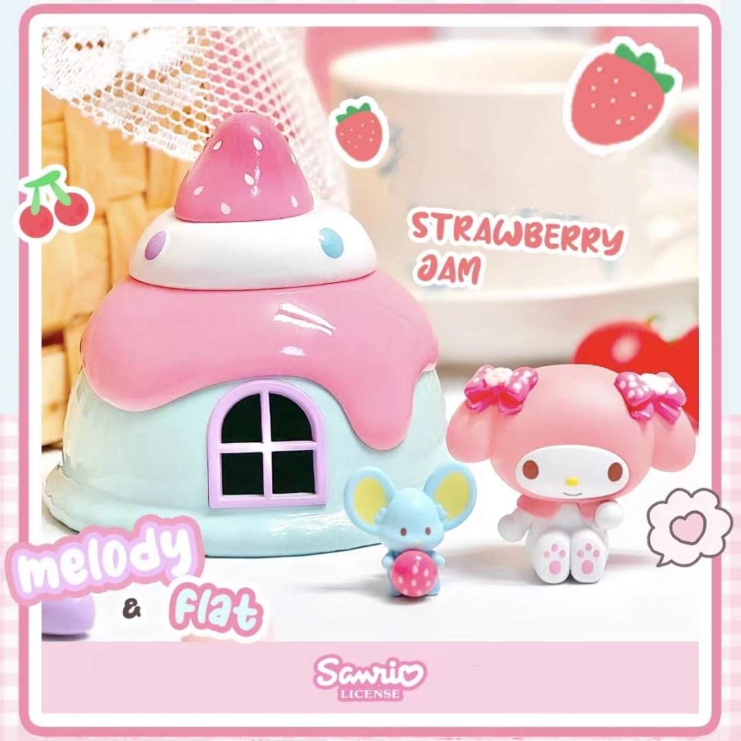 My melody flat strawberry Jam House blind box figure