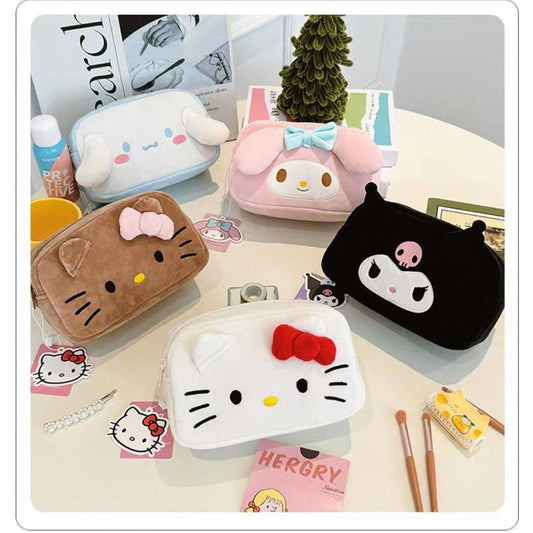 Sanrio fluffy rectangle makeup case bag