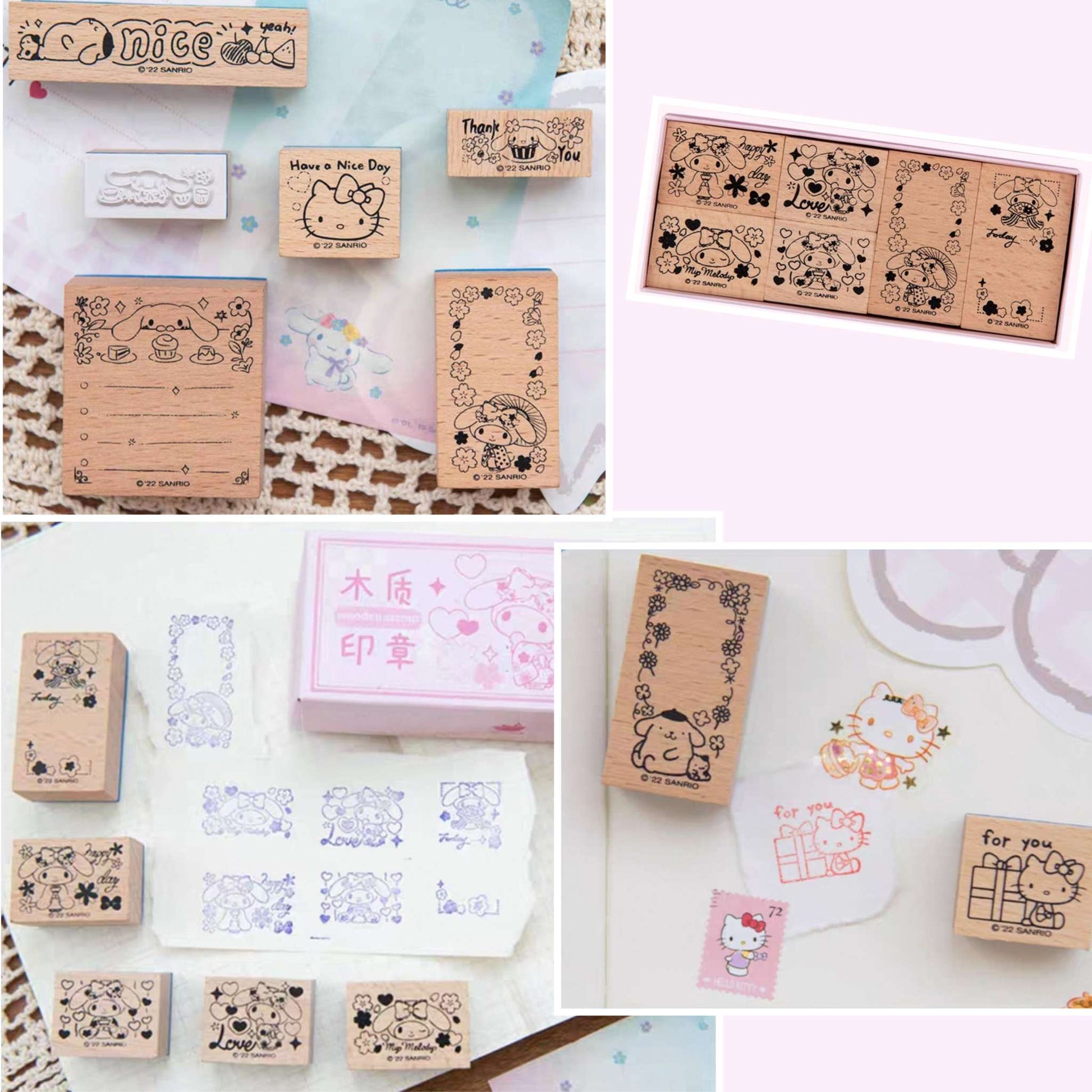 Sanrio journal wooden rubber stamp set