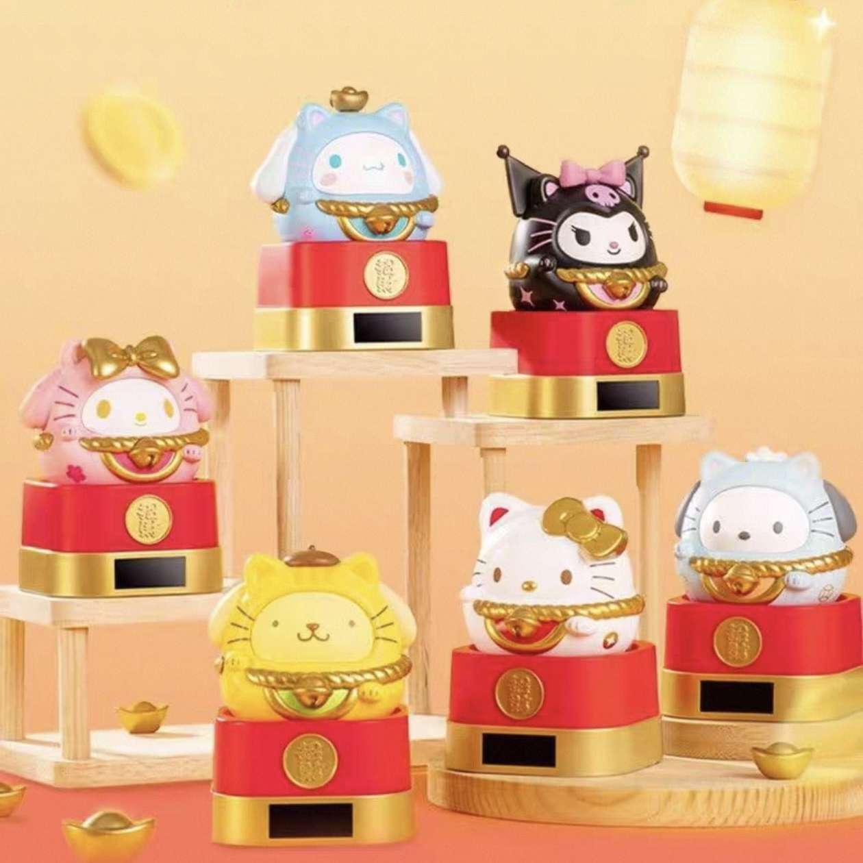 Sanrio Solar Powered Blessing Daruma Blind Box Figure Car Decoration