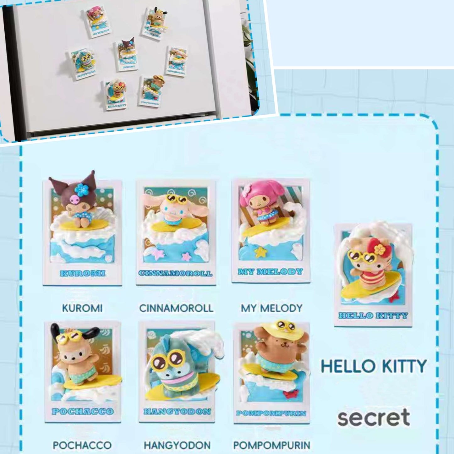Sanrio Hawaii Tanned Style Magnetic Figures Blind Box - Hello Kitty My Melody Cinnamoroll Kuromi