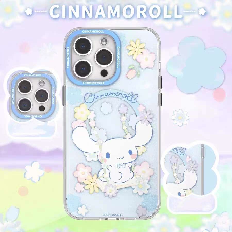 cinnamoroll blue flowers swing iphone 15 phone cover