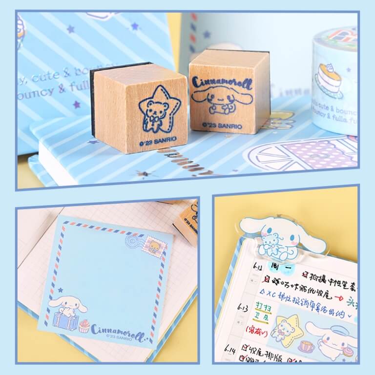 cinnamoroll happy time planner accessories wooden stamps memo