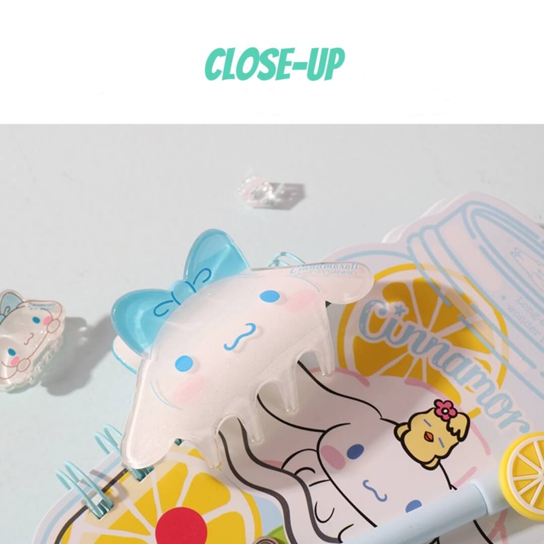cinnamoroll shimmering hair claw close up glittering