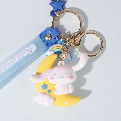 cinnamoroll sleeping on moon figure keychain