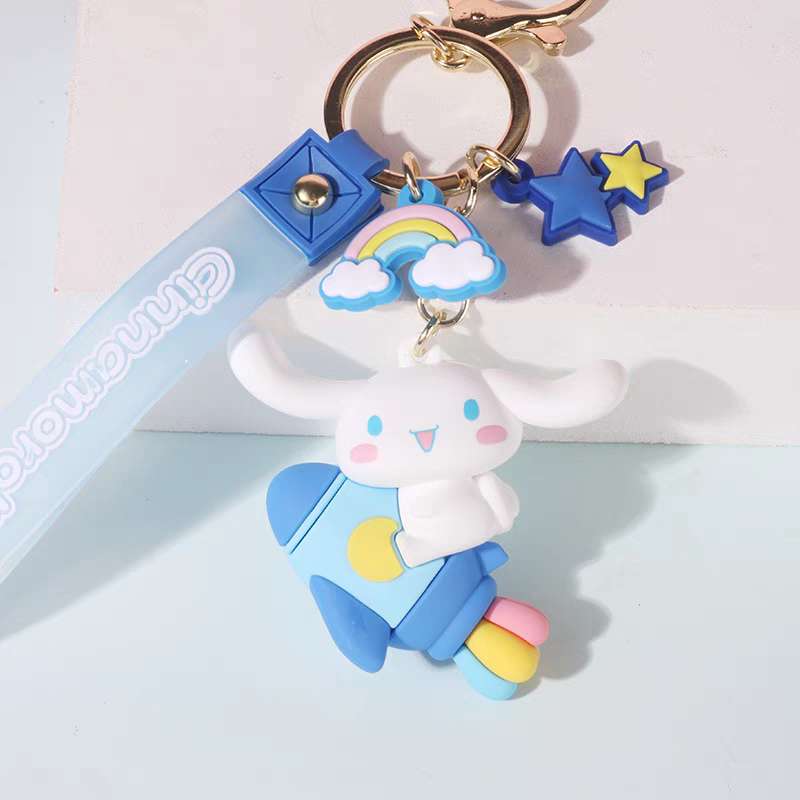 cinnamoroll travelling space rocket keychain figure