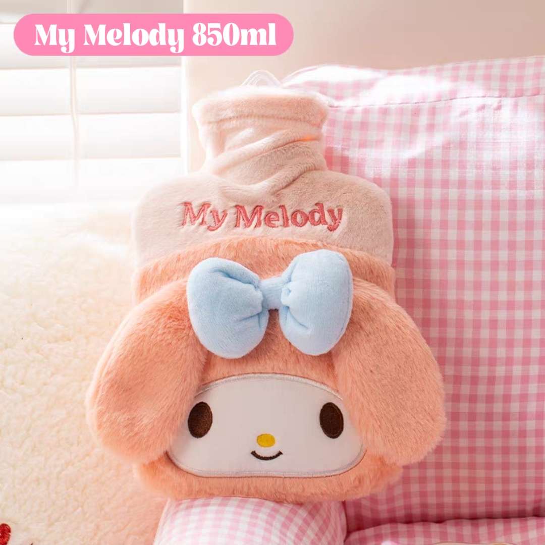 cute sanrio my melody pink 850ml fluffy hot water bottle