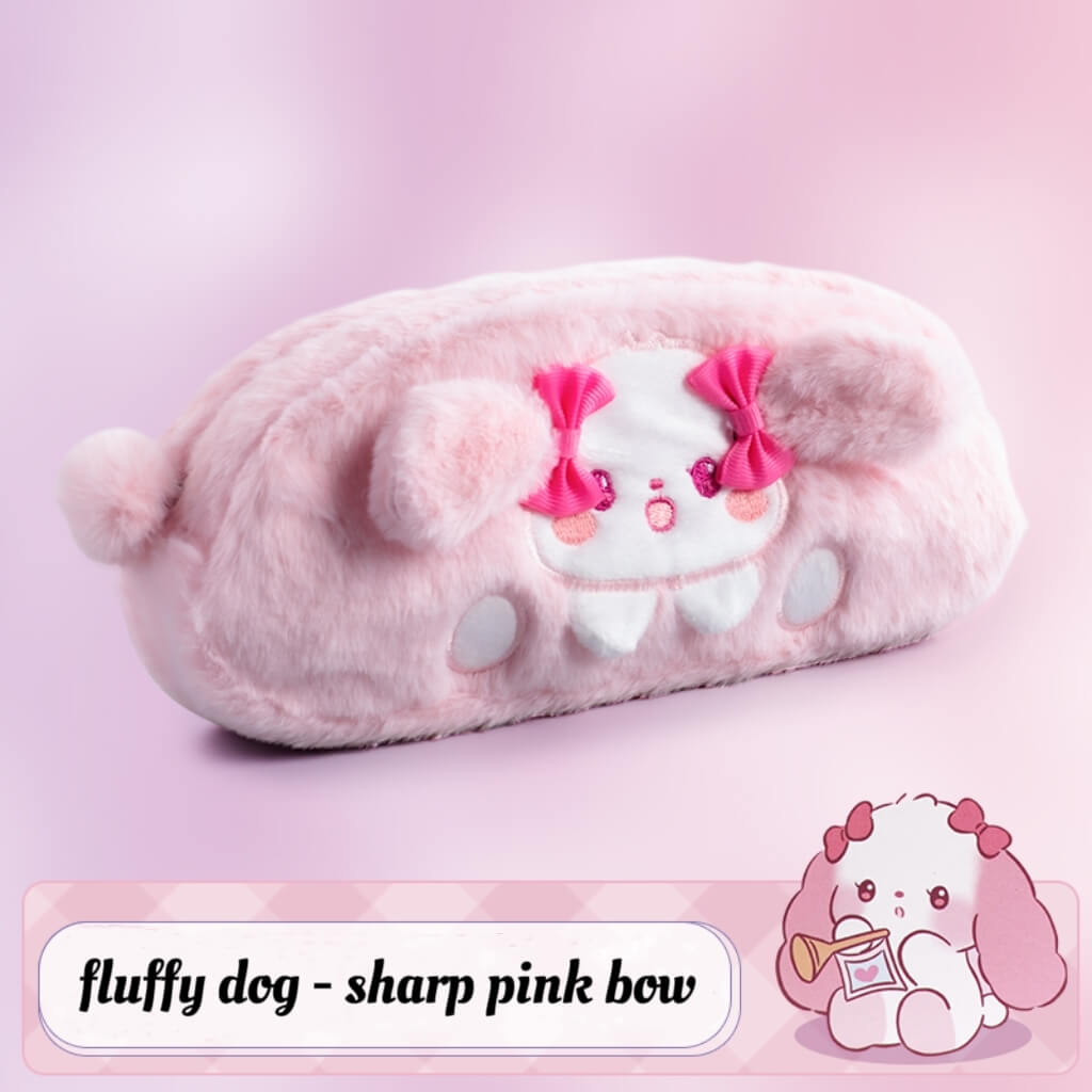 fluffy dog barbie sharp pink pencil case