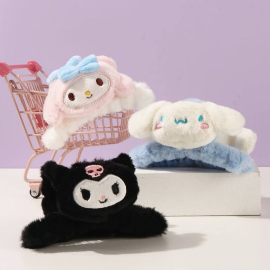 sanrio fluffy hair claw clips