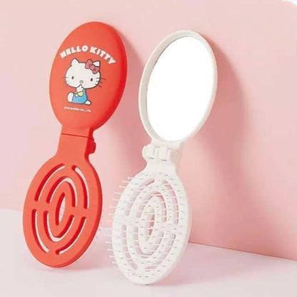 Sanrio Portable Hello Kitty Travel Folding Hair Brush with Mirror