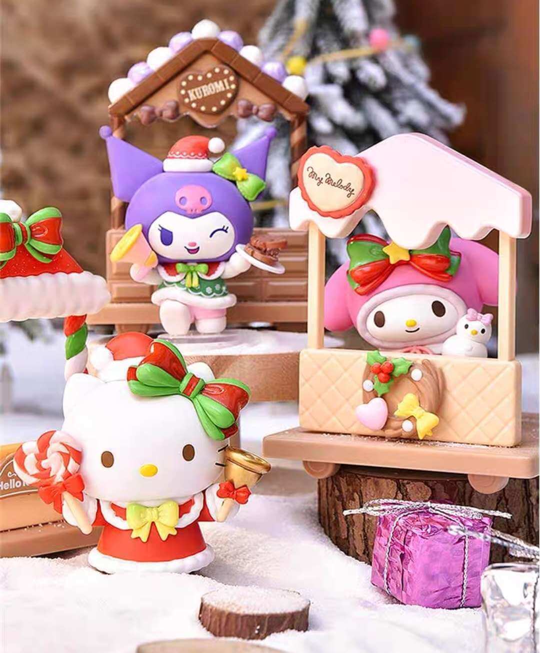 hello kitty kuromi my melody christmas celebration blind box figure