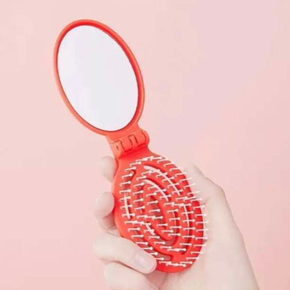 Sanrio Portable Hello Kitty Travel Folding Hair Brush with Mirror