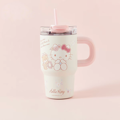 Sanrio Stainless Steel Tumbler Straw Handle - Hello Kitty Cinnamoroll Kuromi My Piano