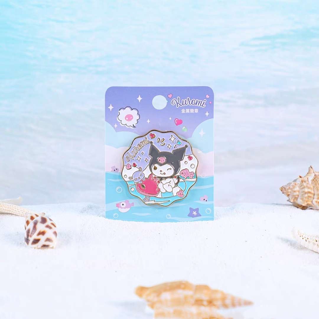 kuromi baku heart sea beach summer lapel pin accessory