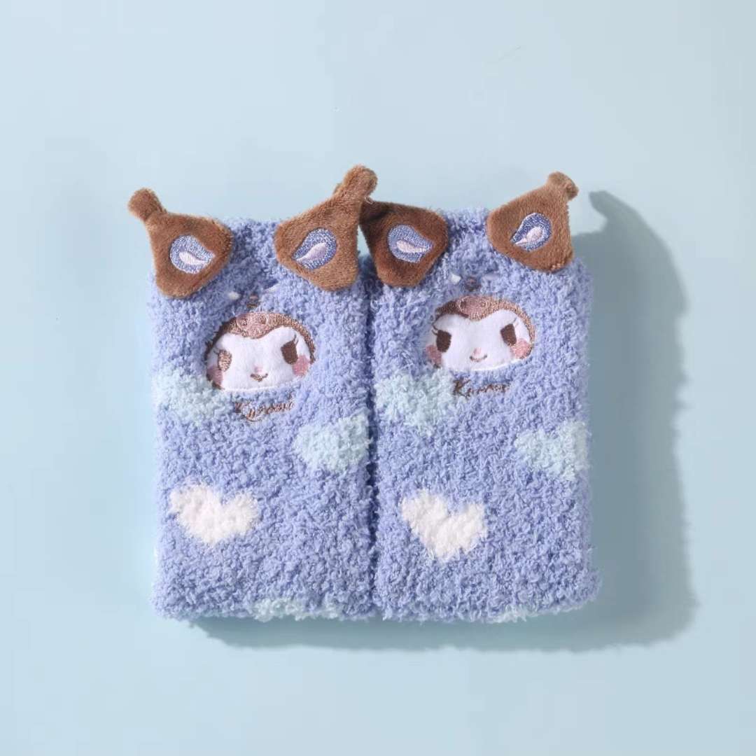 kuromi hat winter home fuzzy socks