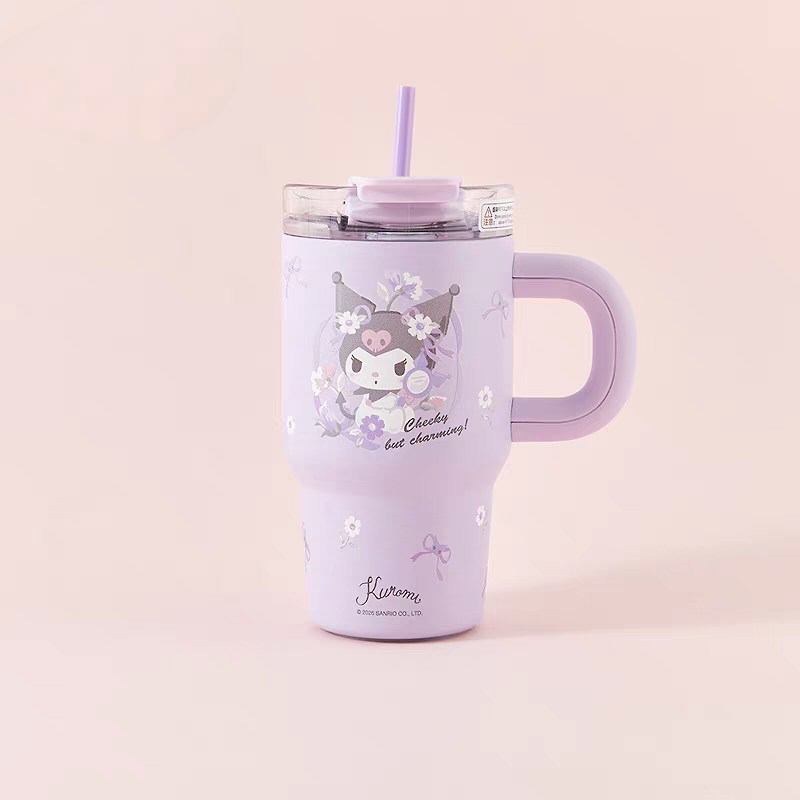 Sanrio Stainless Steel Tumbler Straw Handle - Hello Kitty Cinnamoroll Kuromi My Piano