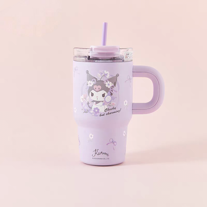 Sanrio Stainless Steel Tumbler Straw Handle - Hello Kitty Cinnamoroll Kuromi My Piano